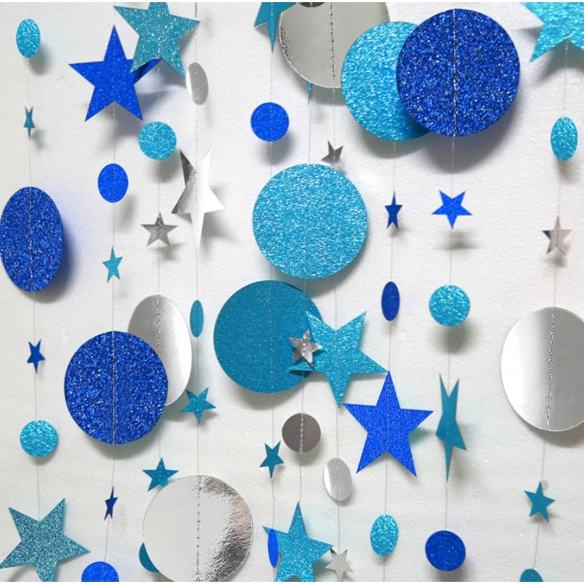 藍色亮粉款圓形星星拉旗(2條)-細節圖6