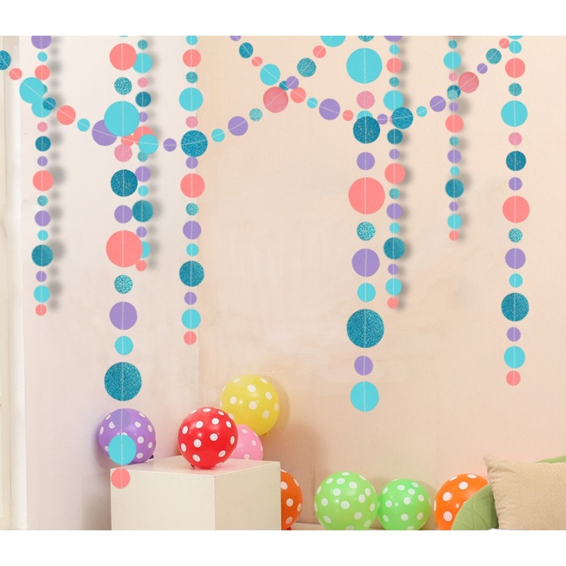 粉橘藍色圓形拉旗(2條)-細節圖3