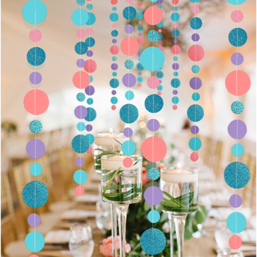 粉橘藍色圓形拉旗(2條)-細節圖4