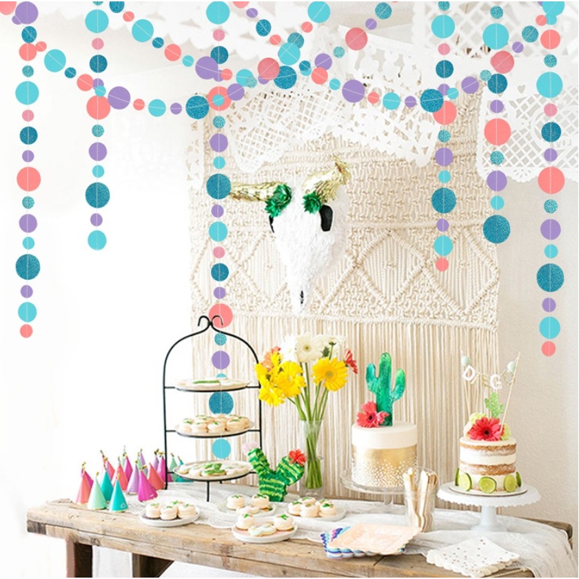 粉橘藍色圓形拉旗(2條)-細節圖5