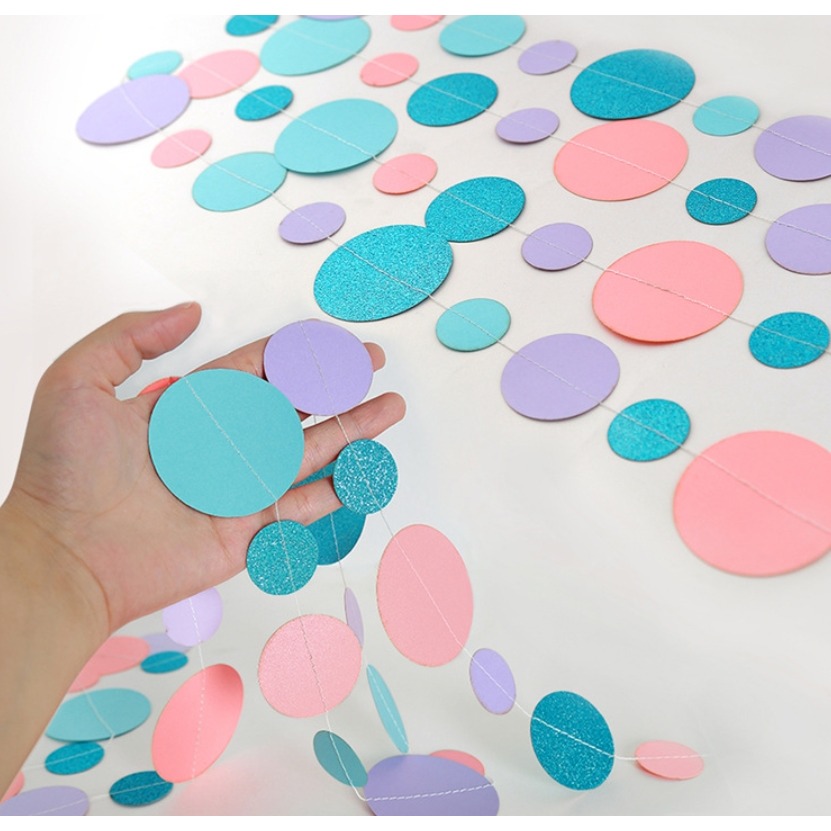 粉橘藍色圓形拉旗(2條)-細節圖6