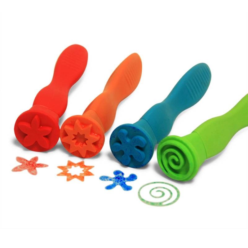 長柄花投幾何圖形印章棒(4支)-細節圖2