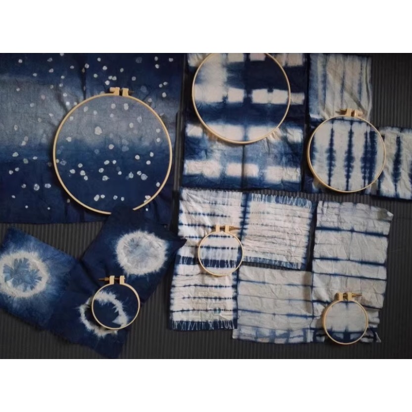 藍晒拓印染布布料-細節圖2