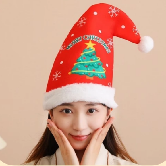 大紅聖誕樹絨毛聖誕(免運)帽