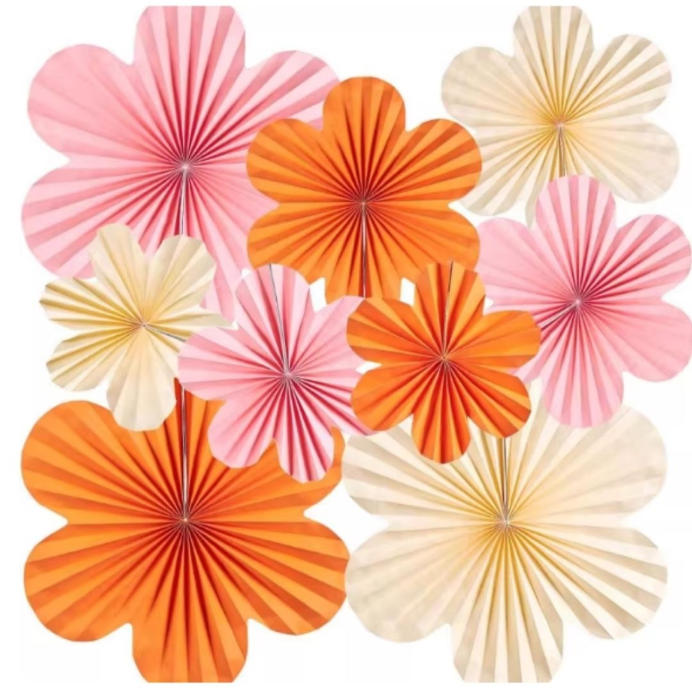 春天三色紙扇花牆面掛飾(6朵)／④ 環境佈置品-細節圖3