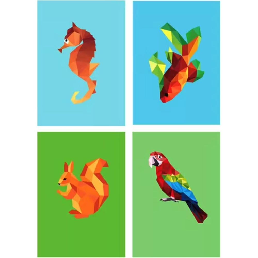 3D動物立體視角黏貼拼貼材料包／②主題材料包-細節圖2