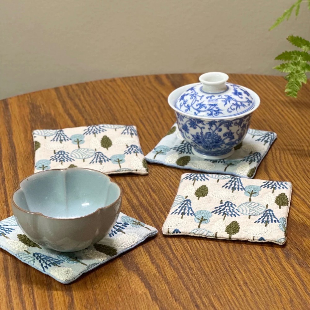 ┇兩色┇手作手繪森林杯墊隔熱杯墊歐拉波波選物-細節圖3