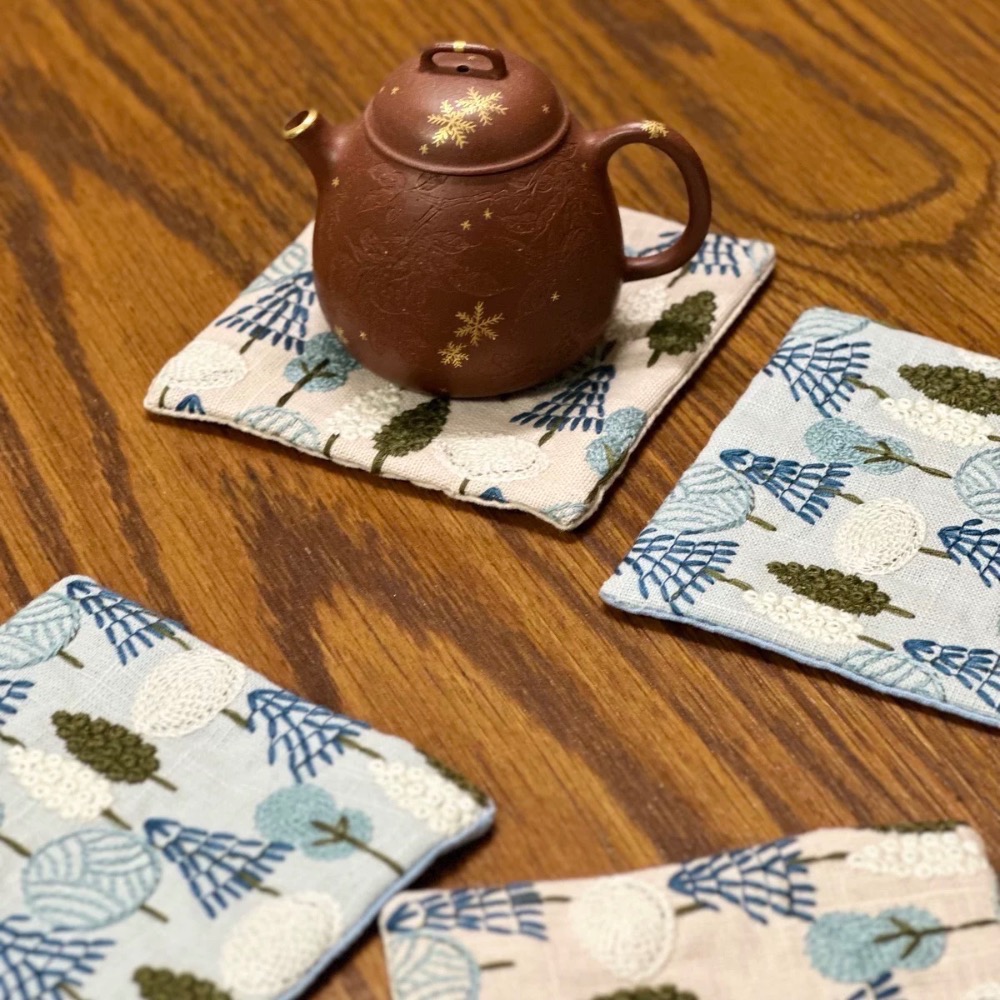 ┇兩色┇手作手繪森林杯墊隔熱杯墊歐拉波波選物-細節圖4