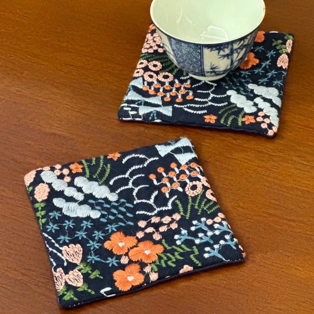 ┇兩色┇手作繽紛花杯墊棉麻杯墊手作杯墊歐拉波波選物-細節圖5