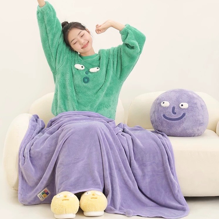┇四色兩用毯┇手繪表情包靠枕毯表情包毯表情包靠枕裝飾靠墊枕居家裝飾毯居家必備好物車上必備好物歐拉波波選物-細節圖7