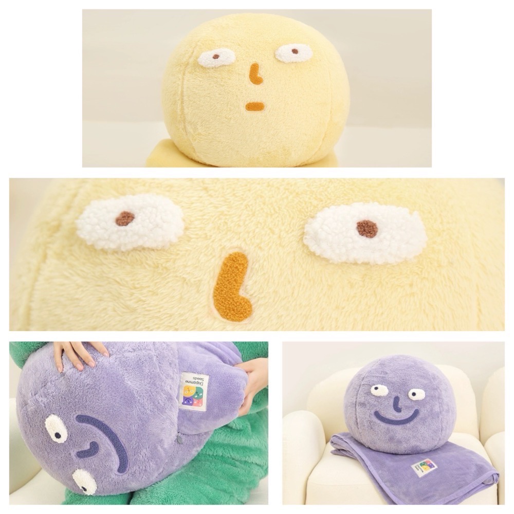┇四色兩用毯┇手繪表情包靠枕毯表情包毯表情包靠枕裝飾靠墊枕居家裝飾毯居家必備好物車上必備好物歐拉波波選物-細節圖10