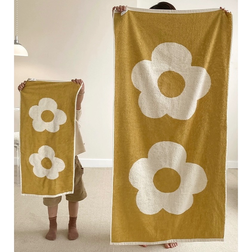 ┇兩色兩尺寸┇荷包蛋花花浴巾居家毛巾純棉毛巾吸水毛巾純棉浴巾吸水浴巾歐拉波波選物-細節圖5