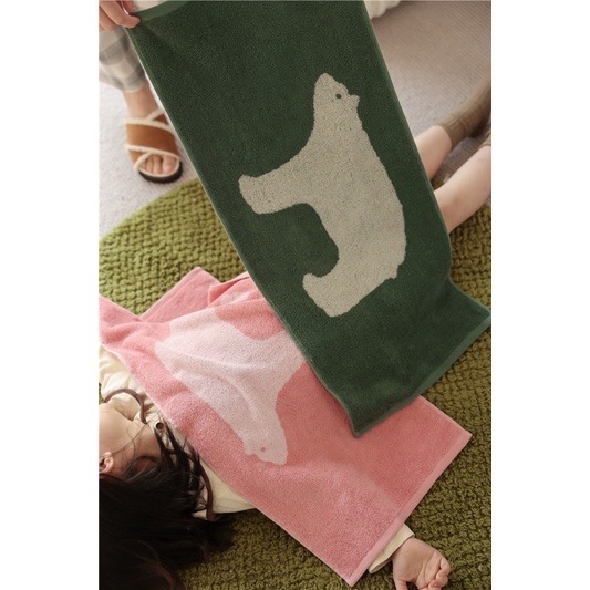 ┇三色┇北極熊毛巾北極熊浴巾居家毛巾純棉毛巾吸水毛巾純棉浴巾吸水浴巾-細節圖4