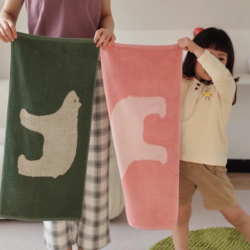 ┇三色┇北極熊毛巾北極熊浴巾居家毛巾純棉毛巾吸水毛巾純棉浴巾吸水浴巾-細節圖5