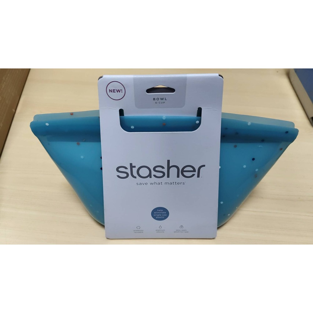 全新 美國 Stasher 碗形 L 藍色 矽膠密封保鮮食物袋 (食材分裝、冷凍微波、大開口好清洗)-細節圖2