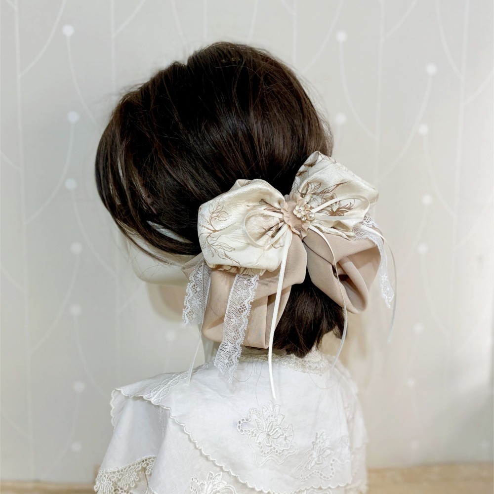 ＊哈娜髮飾＊布藝仙女夾 大蝴蝶結鯊魚夾 香蕉夾 髮圈 馬尾夾 仙女夾 髮梳 壓夾 相交夾 抓夾 邊夾 髮叉 絲巾式髮夾-細節圖4