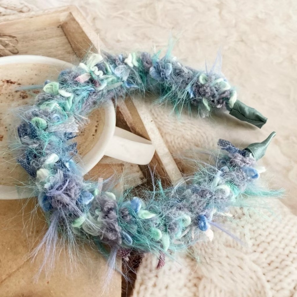 ＊哈娜髮飾＊編織髮箍 毛線耳環 編織大腸圈 耳飾 耳針 細頭箍 甜甜圈 頭飾 頭窟 法哭 髮哭 髮圈 髮枯 髮窟-細節圖2