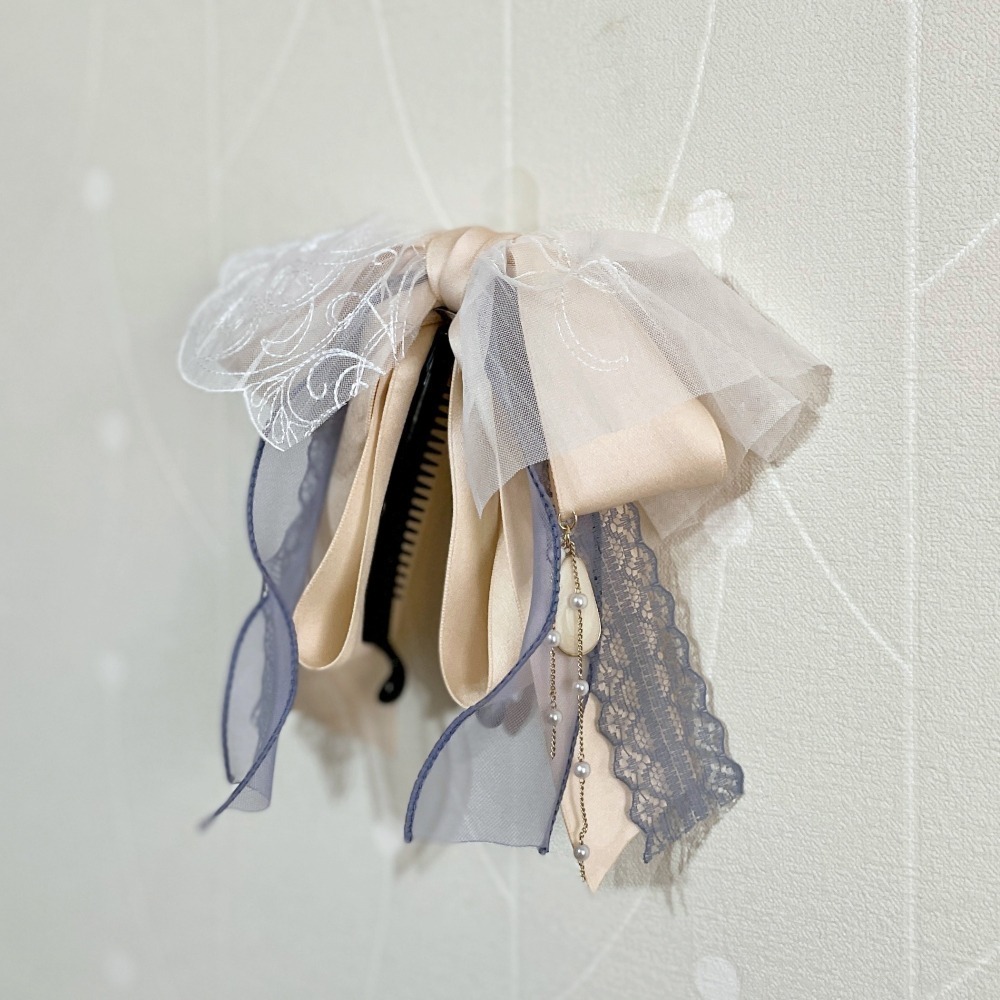 ＊哈娜髮飾＊法式蕾絲香蕉夾 鯊魚夾 仙女夾 髮圈 馬尾夾 蝴蝶結髮夾 相交夾 壓夾 三爪夾 包頭抓夾 髮叉 髮梳 邊夾-細節圖2