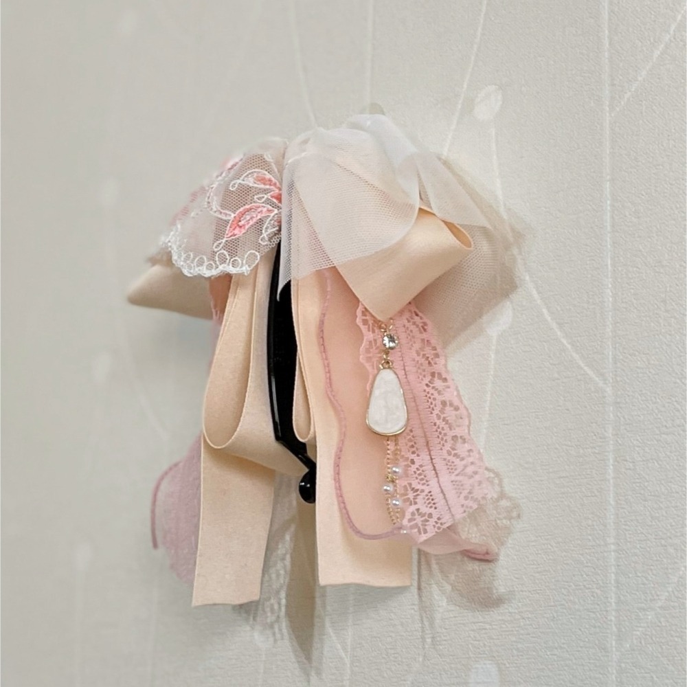 ＊哈娜髮飾＊法式蕾絲香蕉夾 鯊魚夾 仙女夾 髮圈 馬尾夾 蝴蝶結髮夾 相交夾 壓夾 三爪夾 包頭抓夾 髮叉 髮梳 邊夾-細節圖2