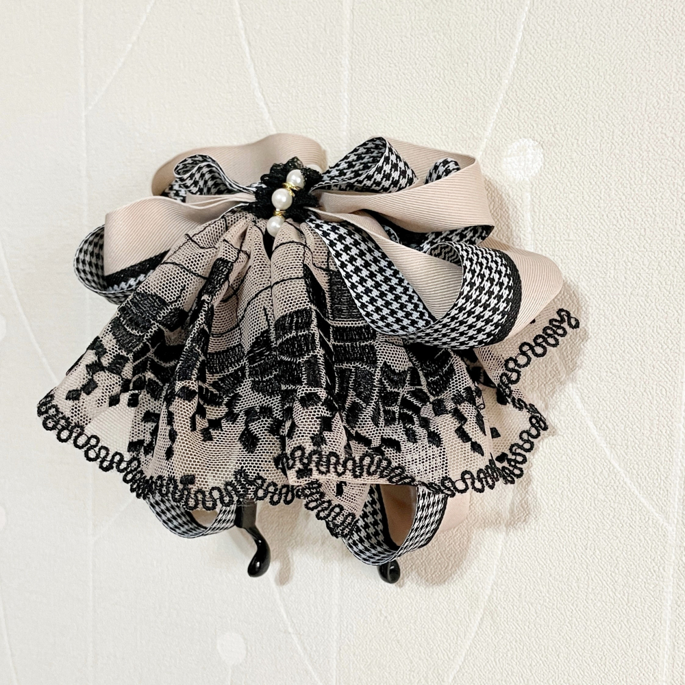 ＊哈娜髮飾＊法式蕾絲香蕉夾 鯊魚夾 大腸圈 髮圈 馬尾夾 髮夾 蝴蝶結相交夾 壓夾 三爪夾 包頭抓夾 髮叉 髮梳 邊夾-細節圖2