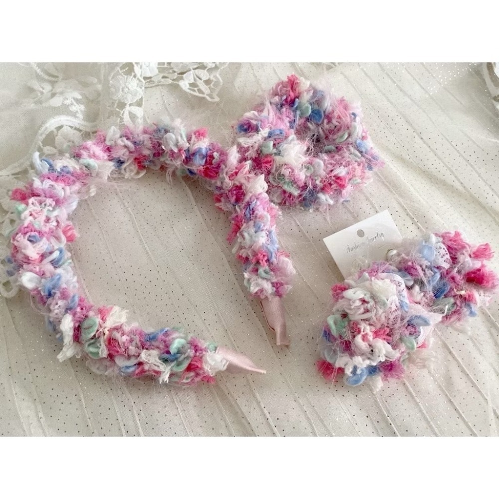 ＊哈娜髮飾＊編織髮箍 毛線耳環 編織大腸圈 耳飾 耳針 細頭箍 甜甜圈 頭飾 頭窟 法哭 髮哭 髮圈 髮枯 髮窟-細節圖3