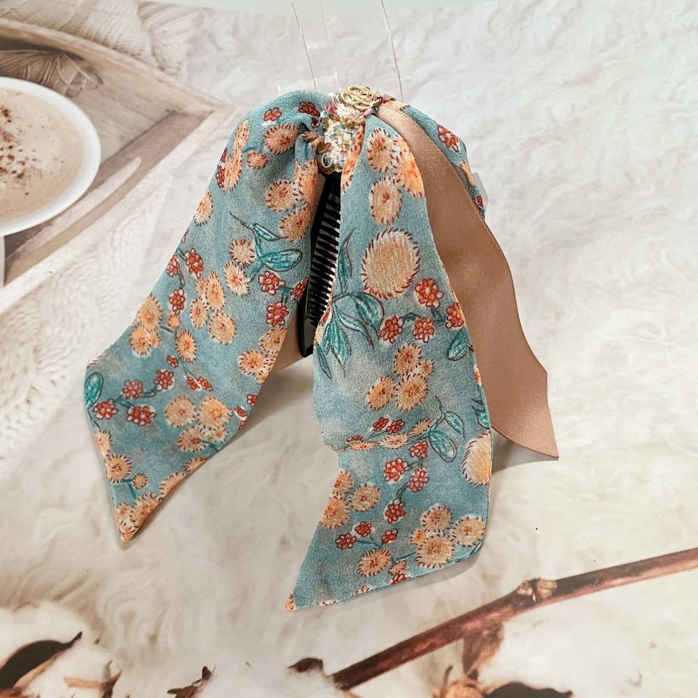 ＊哈娜髮飾＊法式絲巾式香蕉夾 大腸圈 髮圈 馬尾夾 髮夾 相交夾 壓夾 三爪夾 包頭抓夾 鯊魚夾 髮叉 髮梳 邊夾-細節圖3