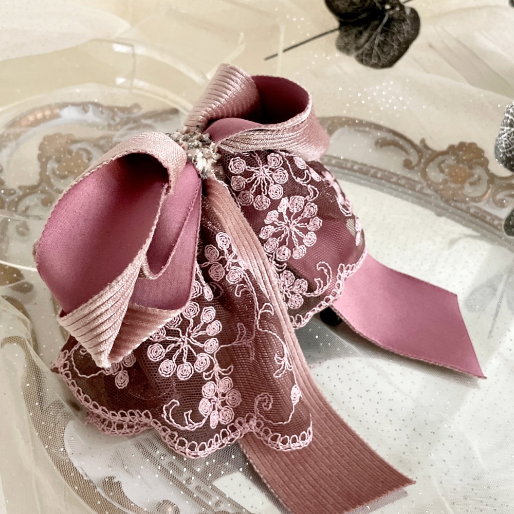 ＊哈娜髮飾＊法式蕾絲仙女夾香蕉夾 鯊魚夾 大腸圈 髮圈 馬尾夾 髮夾 蝴蝶結相交夾 三爪夾 包頭抓夾 髮叉 髮梳 邊夾-細節圖4