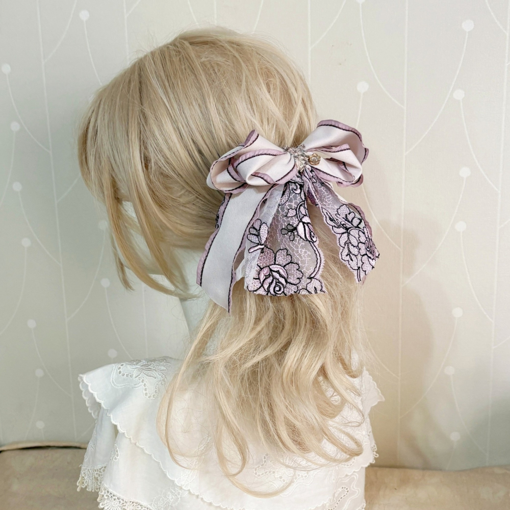 ＊哈娜髮飾＊法式蕾絲香蕉夾 鯊魚夾 大腸圈 髮圈 馬尾夾 髮夾 蝴蝶結相交夾 壓夾 三爪夾 包頭抓夾 髮叉 髮梳 邊夾-細節圖2