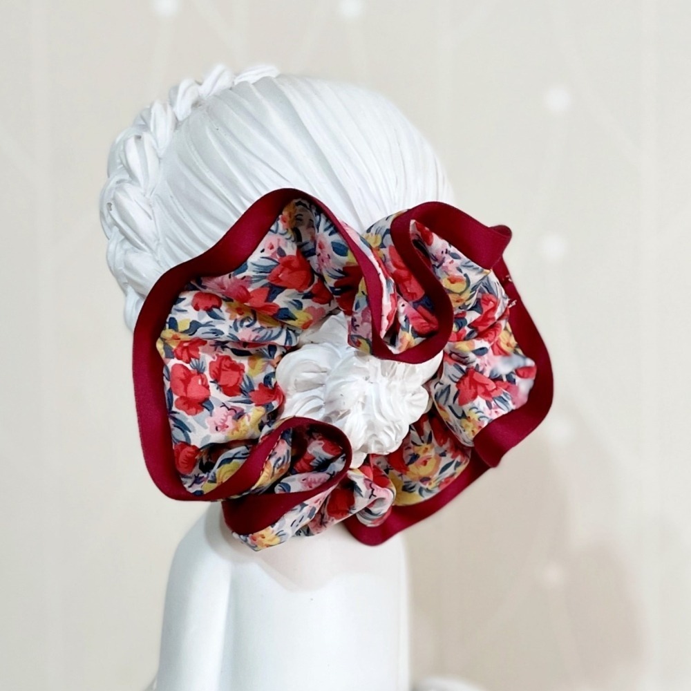 滾邊大腸圈/ 紅色髮圈 大腸髮圈 髮束 髮繩 髮飾 頭飾 禮物-細節圖3