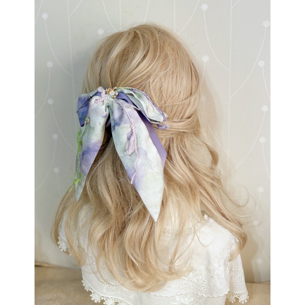 ＊哈娜髮飾＊法式絲巾式仙女夾/ 香蕉夾 大腸圈 髮圈 馬尾夾 髮夾 相交夾 三爪夾 包頭抓夾 鯊魚夾 髮叉 髮梳 邊夾-細節圖2