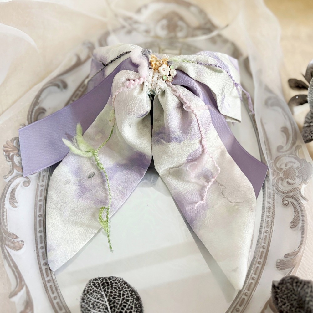 ＊哈娜髮飾＊法式絲巾式仙女夾/ 香蕉夾 大腸圈 髮圈 馬尾夾 髮夾 相交夾 三爪夾 包頭抓夾 鯊魚夾 髮叉 髮梳 邊夾-細節圖3