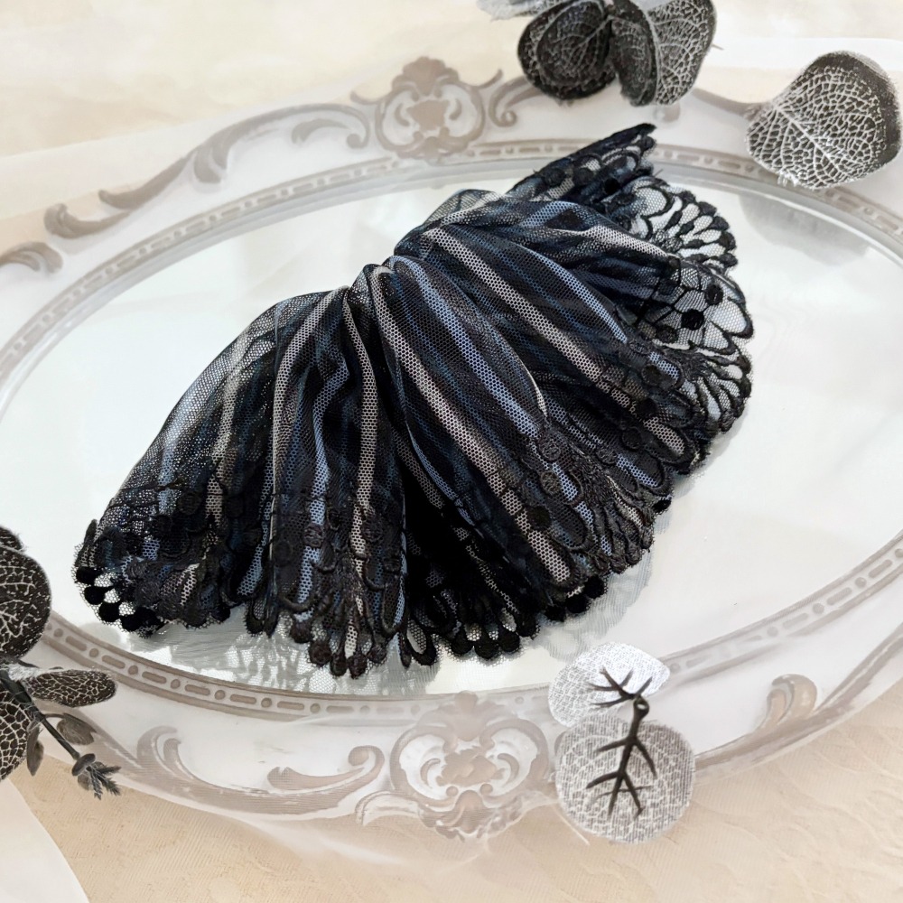 ＊哈娜髮飾＊法式刺繡蕾絲大腸圈/ 髮圈 大腸髮圈 髮束 髮繩 髮飾 頭飾 禮物-細節圖3