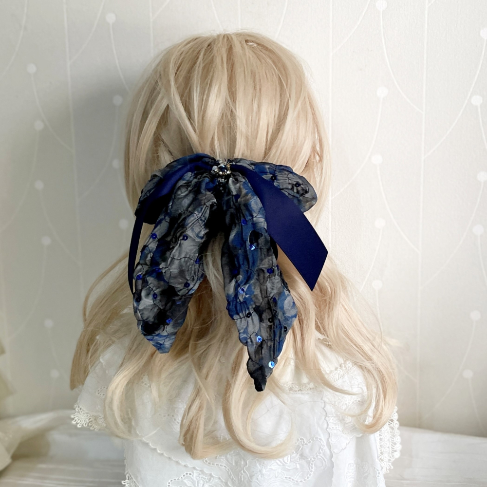 ＊哈娜髮飾＊法式絲巾式仙女夾/ 香蕉夾 大腸圈 髮圈 馬尾夾 髮夾 相交夾 三爪夾 包頭抓夾 鯊魚夾 髮叉 髮梳 邊夾-細節圖2