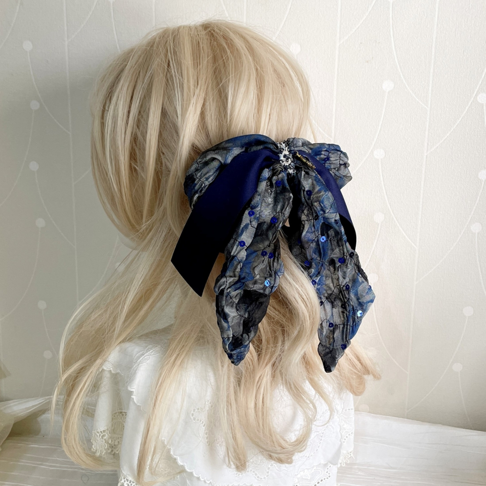 ＊哈娜髮飾＊法式絲巾式仙女夾/ 香蕉夾 大腸圈 髮圈 馬尾夾 髮夾 相交夾 三爪夾 包頭抓夾 鯊魚夾 髮叉 髮梳 邊夾-細節圖4