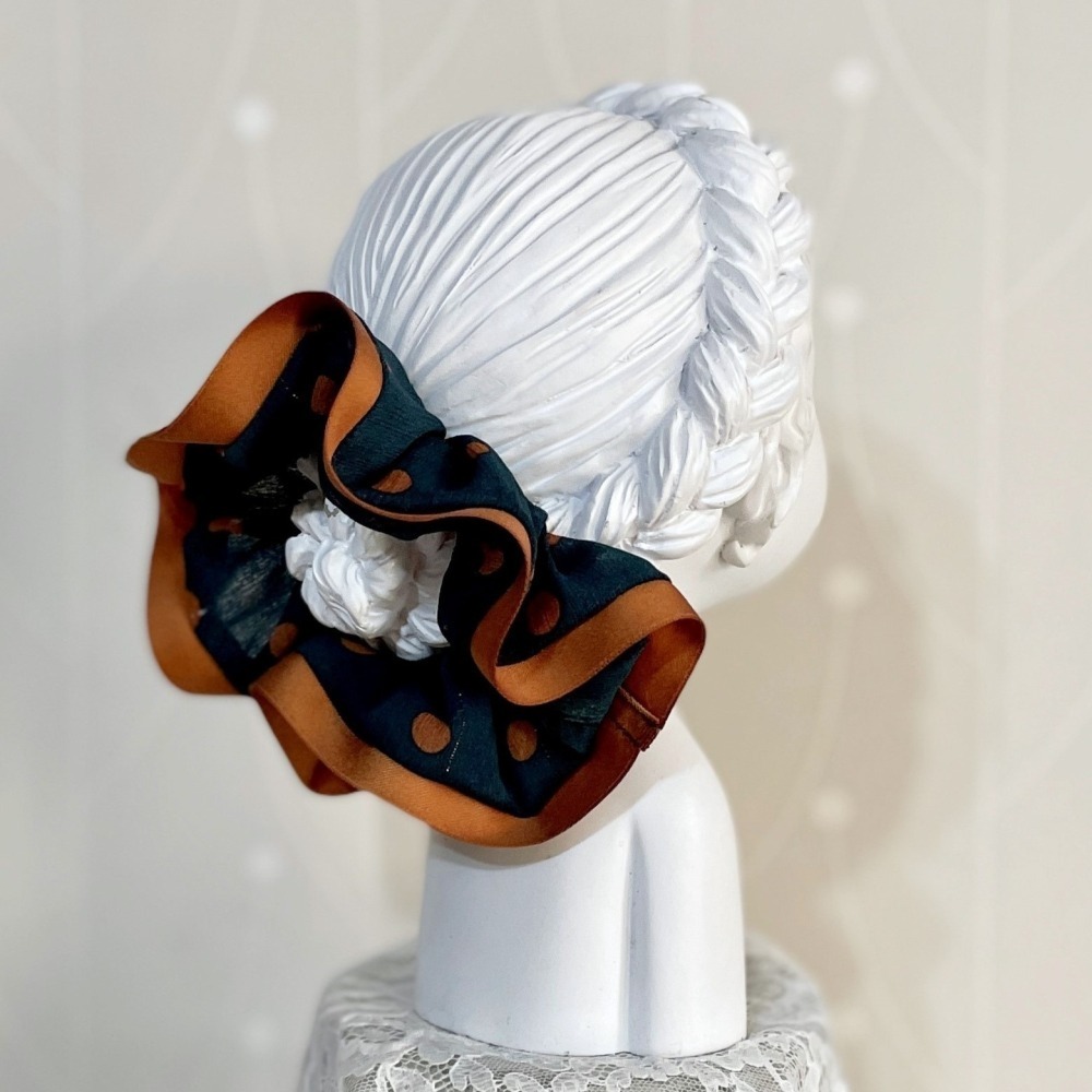 滾邊大腸圈/ 焦糖綠髮圈 大腸髮圈 髮束 髮繩 髮飾 頭飾 禮物-細節圖2