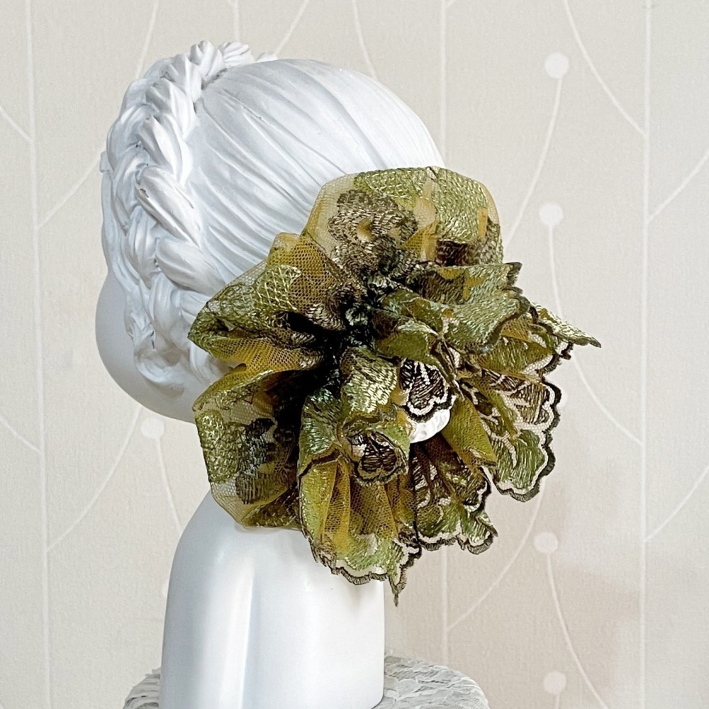 ＊哈娜髮飾＊法式刺繡蕾絲大腸圈/ 髮圈 大腸髮圈 髮束 髮繩 髮飾 頭飾 禮物-細節圖2