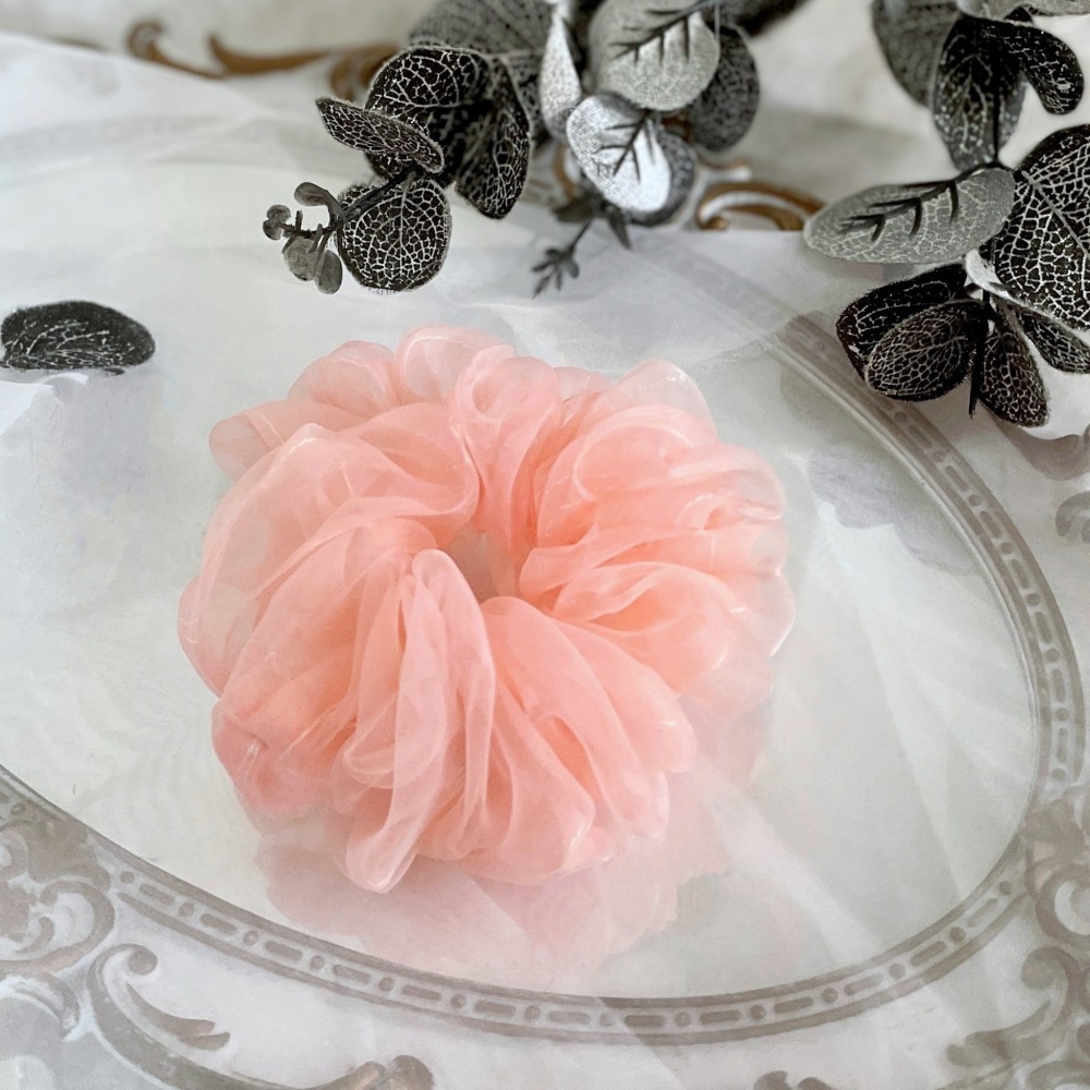 布藝大腸圈/ 歐根紗透紗髮圈 大腸髮圈 髮束 髮繩 髮飾 頭飾 禮物 生日 母親節 畢業禮盒 情人節 cos飾品-細節圖3