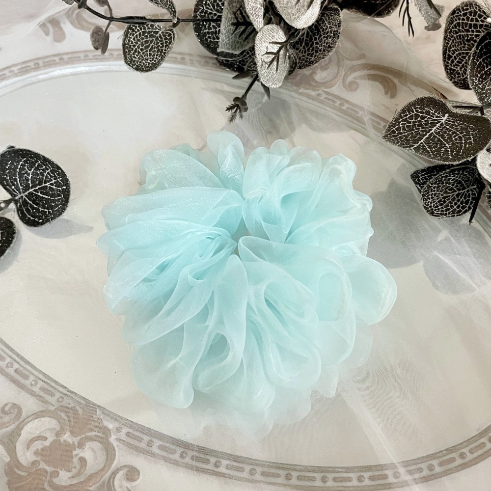 布藝大腸圈/ 歐根紗透紗髮圈 大腸髮圈 髮束 髮繩 髮飾 頭飾 禮物 生日 母親節 畢業禮盒 情人節 cos飾品-細節圖4