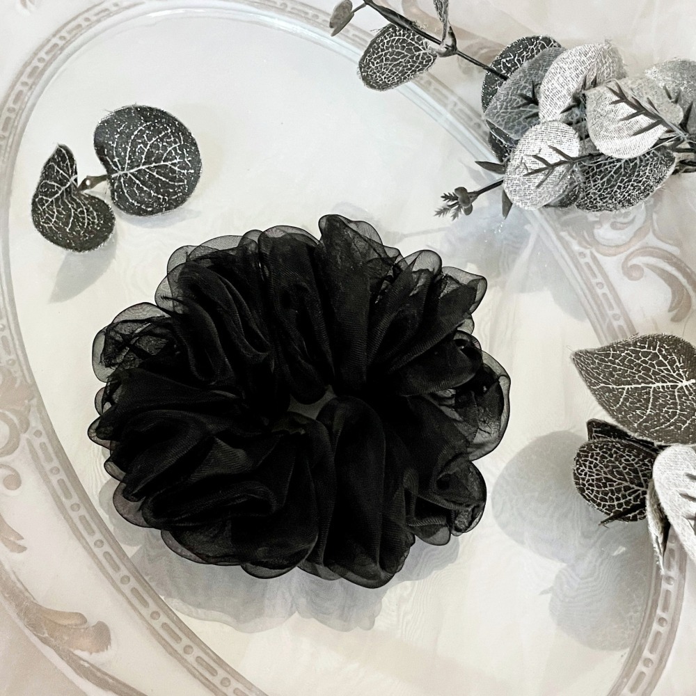 布藝大腸圈/ 歐根紗透紗髮圈 大腸髮圈 髮束 髮繩 髮飾 頭飾 禮物 生日 母親節 畢業禮盒 情人節 cos飾品-細節圖6