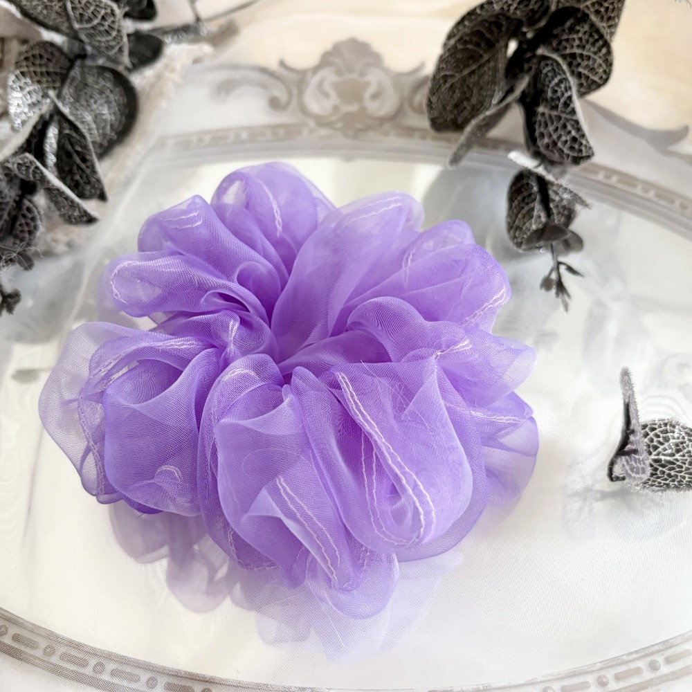 布藝大腸圈/ 歐根紗透紗髮圈 大腸髮圈 髮束 髮繩 髮飾 頭飾 禮物 生日 母親節 畢業禮盒 情人節 cos飾品-規格圖8