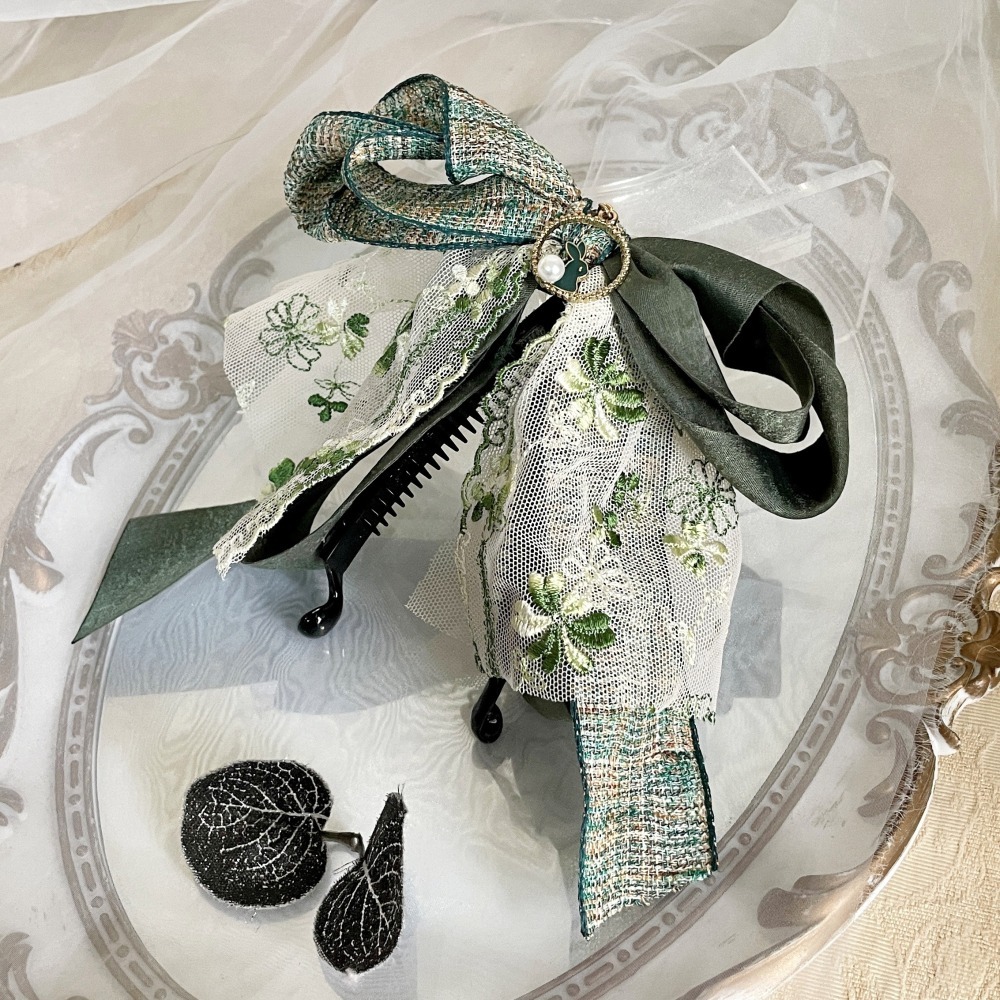 ＊哈娜髮飾＊法式蕾絲仙女夾~香蕉夾 鯊魚夾 大腸圈髮圈 馬尾夾 蝴蝶結髮夾 相交夾 三爪夾 包頭抓夾 髮叉 髮梳 邊夾-細節圖2