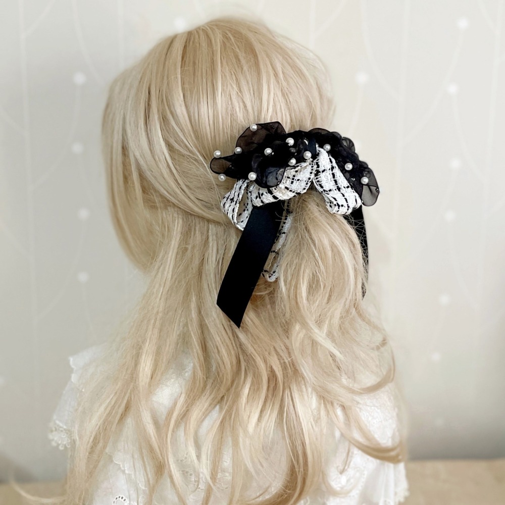 ＊哈娜髮飾＊手工仙女夾 小香珍珠 香蕉夾 鯊魚夾 髮圈 馬尾夾 蝴蝶結髮夾 相交夾 三爪夾 包頭抓夾 髮叉 髮梳 邊夾-細節圖3