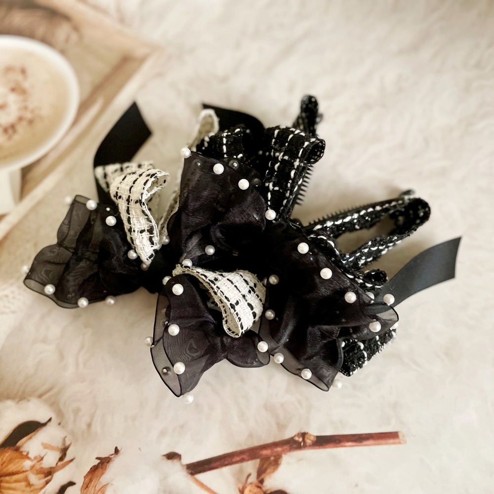 ＊哈娜髮飾＊手工仙女夾 小香珍珠 香蕉夾 鯊魚夾 髮圈 馬尾夾 蝴蝶結髮夾 相交夾 三爪夾 包頭抓夾 髮叉 髮梳 邊夾-細節圖8