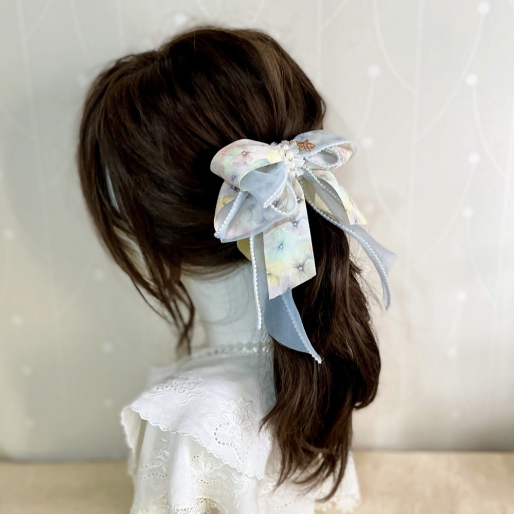 ＊哈娜髮飾＊手工仙女夾~珍珠紗 香蕉夾 鯊魚夾髮圈 馬尾夾 蝴蝶結髮夾 相交夾 三爪夾 包頭抓夾 髮叉 髮梳 邊夾-細節圖4