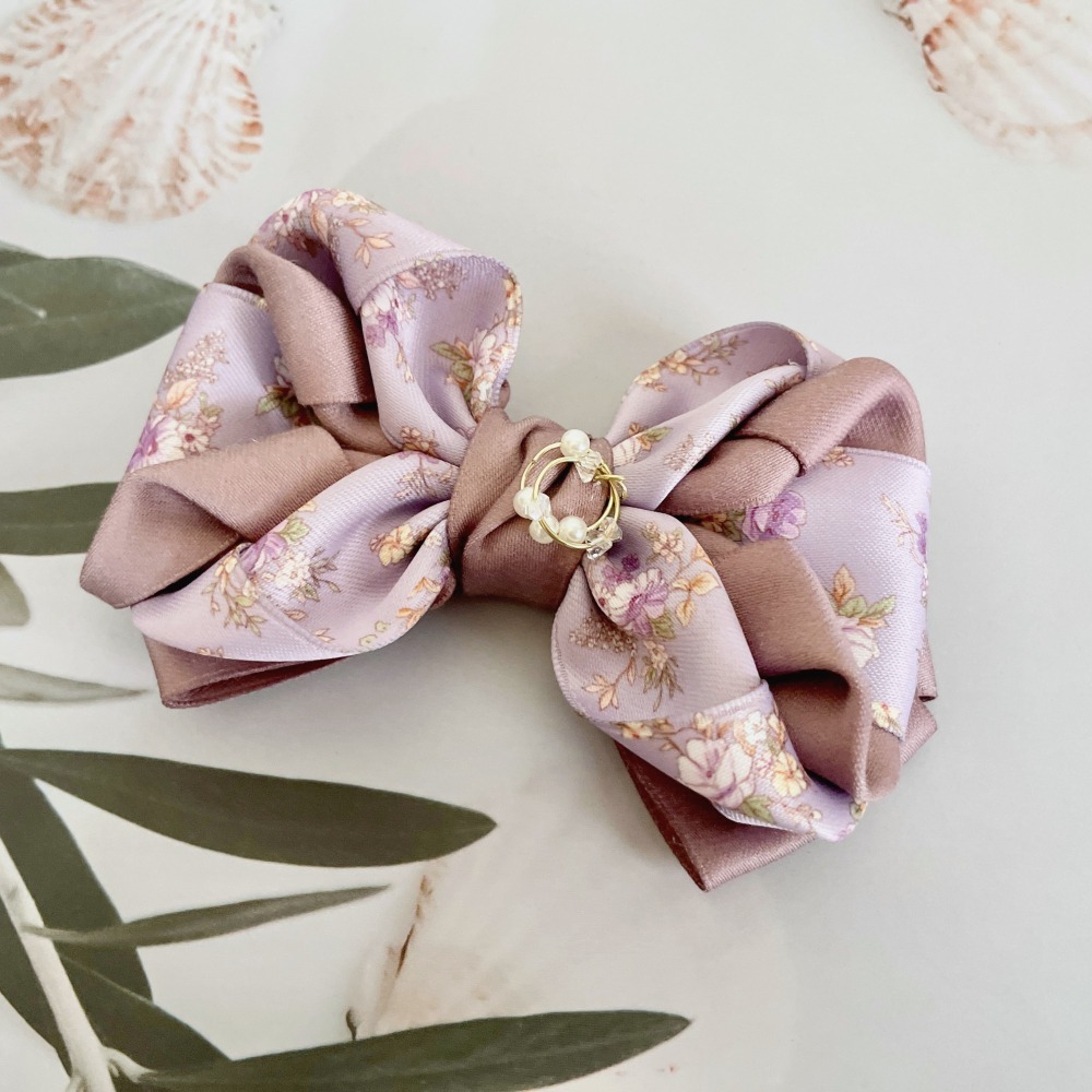 ＊哈娜髮飾＊手工立體蝴蝶結 英式碎花 香蕉夾 相交夾 鯊魚夾 抓夾 邊夾 髮圈 髮梳 髮叉 髮夾 壓夾 馬尾夾 彈簧夾-細節圖4