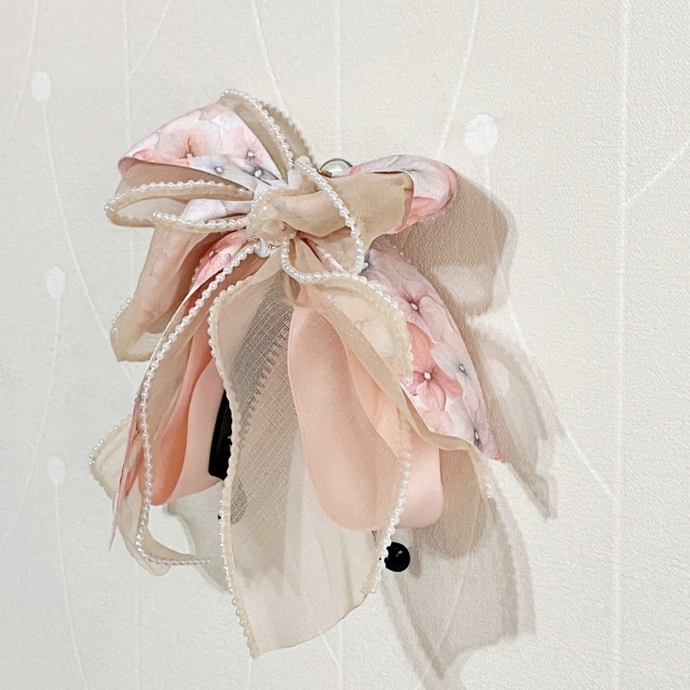 ＊哈娜髮飾＊手工仙女夾~珍珠紗 香蕉夾 鯊魚夾髮圈 馬尾夾 蝴蝶結髮夾 相交夾 三爪夾 包頭抓夾 髮叉 髮梳 邊夾-細節圖5