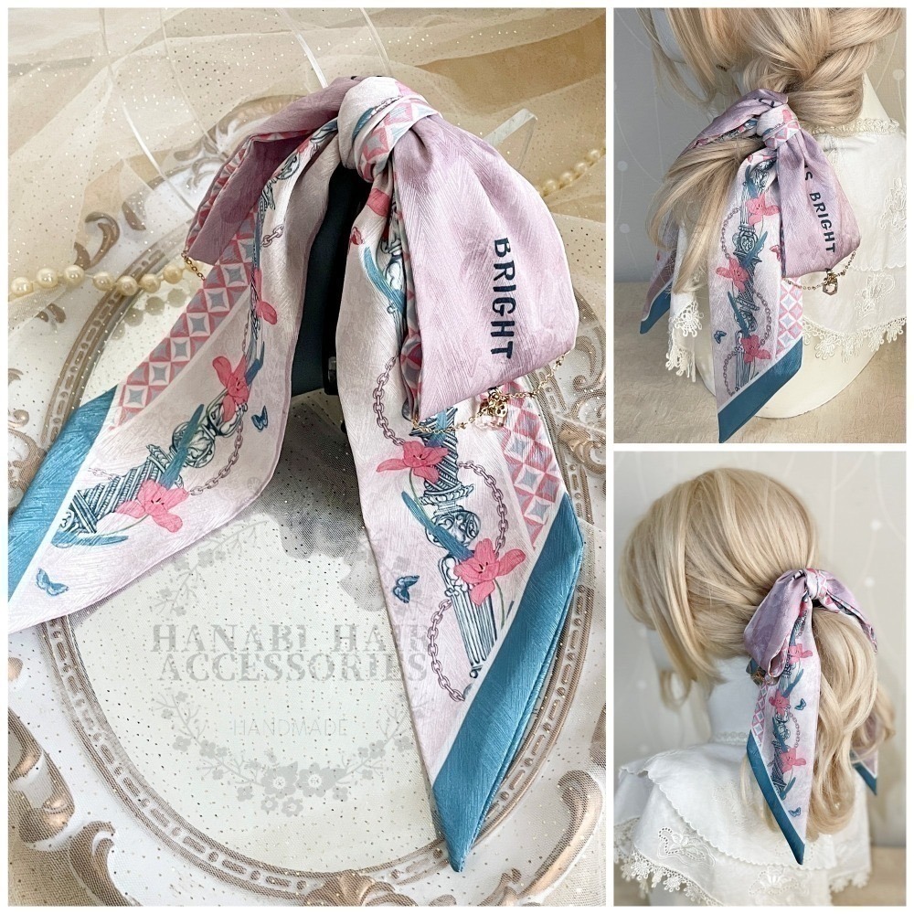 ＊哈娜髮飾＊法式絲巾式仙女夾/ 香蕉夾 大腸圈 髮圈 馬尾夾 髮夾 相交夾 三爪夾 包頭抓夾 鯊魚夾 髮叉 髮梳 邊夾-細節圖7