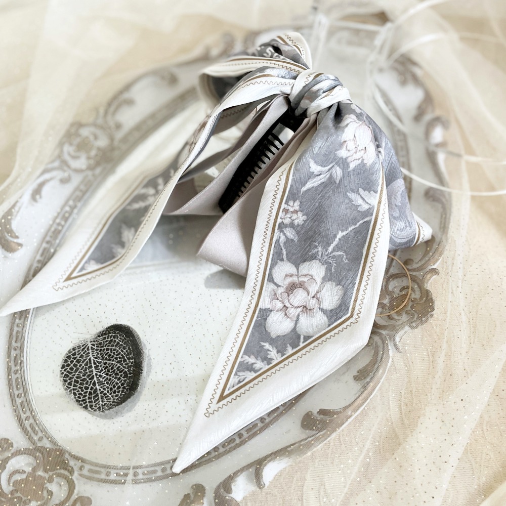 ＊哈娜髮飾＊法式絲巾式仙女夾/ 香蕉夾 大腸圈 髮圈 馬尾夾 髮夾 相交夾 三爪夾 包頭抓夾 鯊魚夾 髮叉 髮梳 邊夾-細節圖2