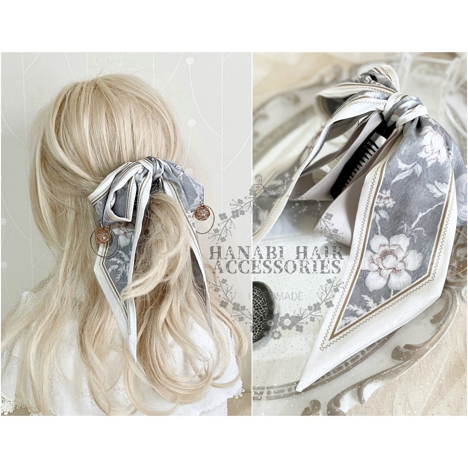 ＊哈娜髮飾＊法式絲巾式仙女夾/ 香蕉夾 大腸圈 髮圈 馬尾夾 髮夾 相交夾 三爪夾 包頭抓夾 鯊魚夾 髮叉 髮梳 邊夾-細節圖4