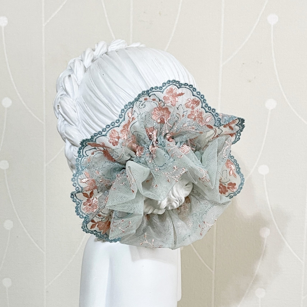 ＊哈娜髮飾＊法式刺繡蕾絲大腸圈/ 髮圈 大腸髮圈 髮束 髮繩 髮飾 頭飾 禮物-細節圖3